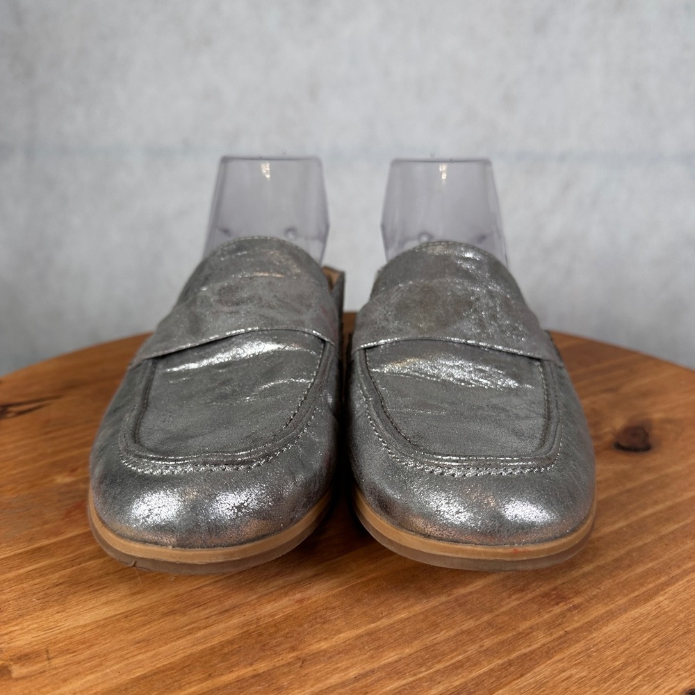 Naturalizer Mule Loafers Womens 11M Silver Metallic Good Penny Flats - Picture 2 of 15